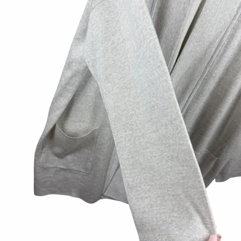 Eileen Fisher Notch Collar Cardigan in Pearl‎ Merino Wool Blend Open Cardigan XL